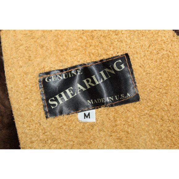 Genuine SHEARLING Leather Aviator Winter Jacket USA Size M Lapels & Hoodie Zip - Picture 8 of 13